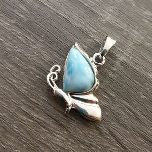 🦋Larimar Sterling Silver Pendant Butterfly Design